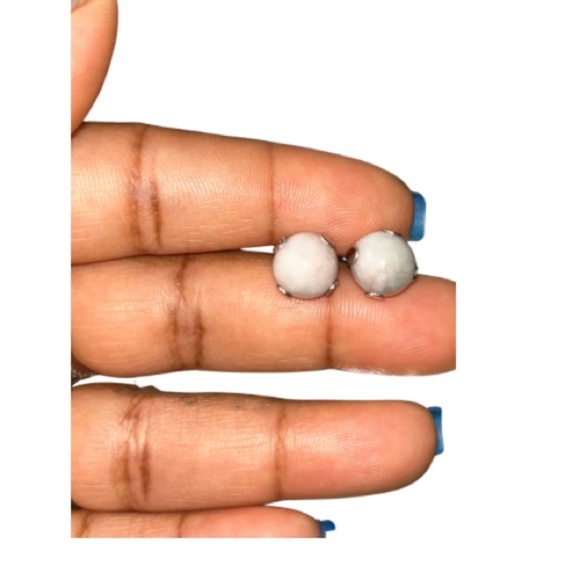 Brown Jasper & Light Jade Stud Earrings - Picture 2 of 4